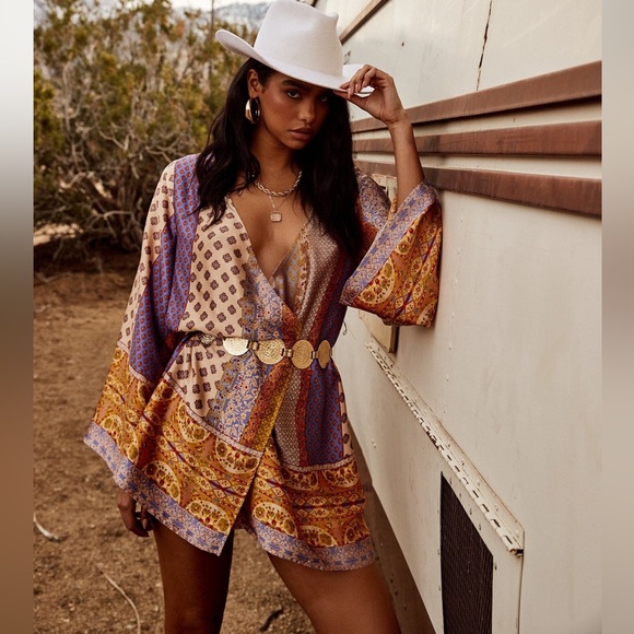 12th Tribe Gold Standard Multicolored Kimono Dress in XL - Picture 6 of 10